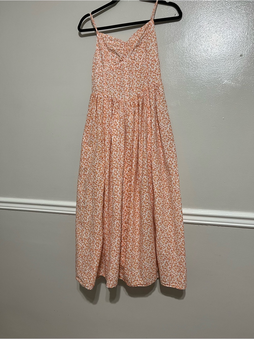 American Eagle Outfitters Peach and White Floral Smocked Dress